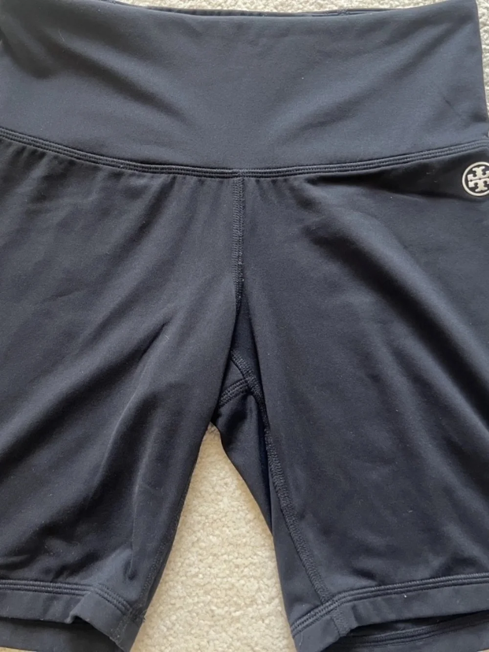 Tory Sport Womens Biker Shorts Black Polyester Size XS